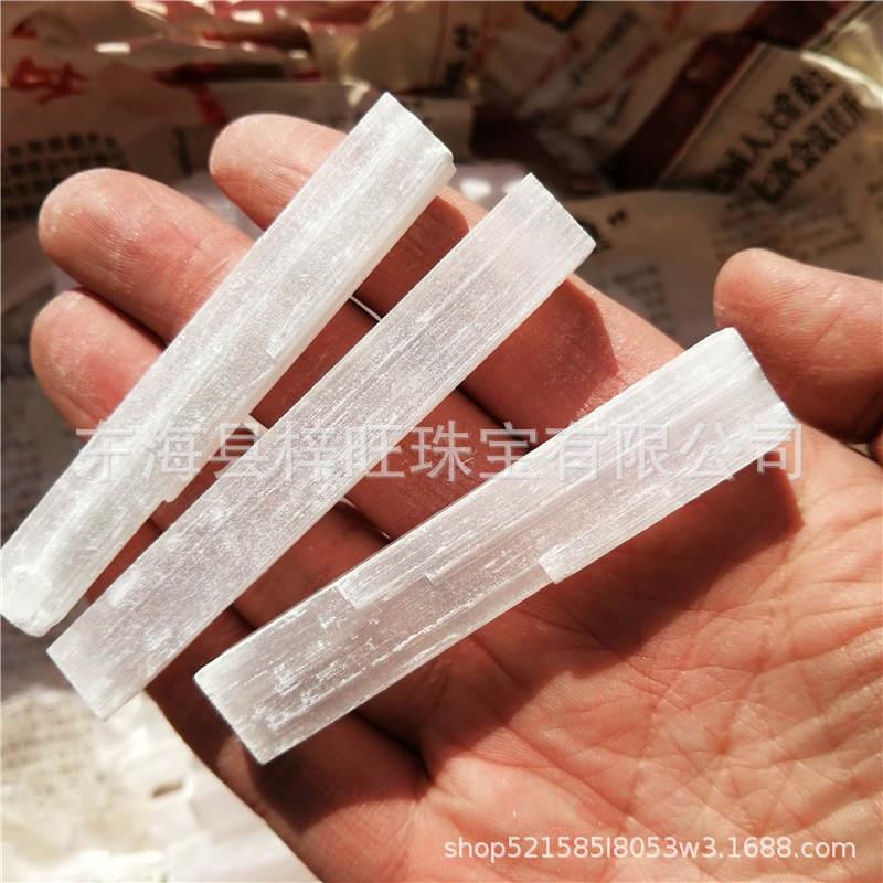 selenite热销天然石膏棒白色单晶柱能量棒摩洛哥透明石膏条瑜伽石