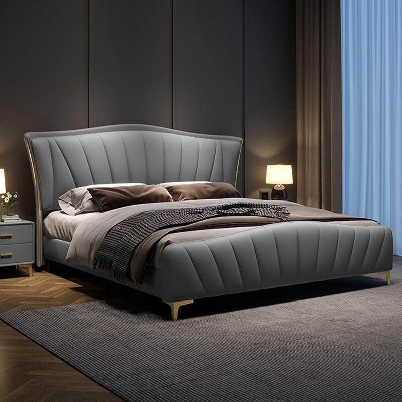 意式极简真皮床高端大气双人软包床婚床现代简约主卧2米x2米2大床