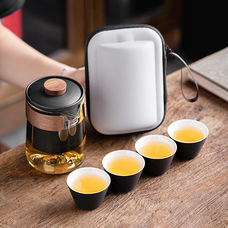 防烫手快客杯一壶两杯四杯旅行茶具小套装个人随身便携式茶壶户外