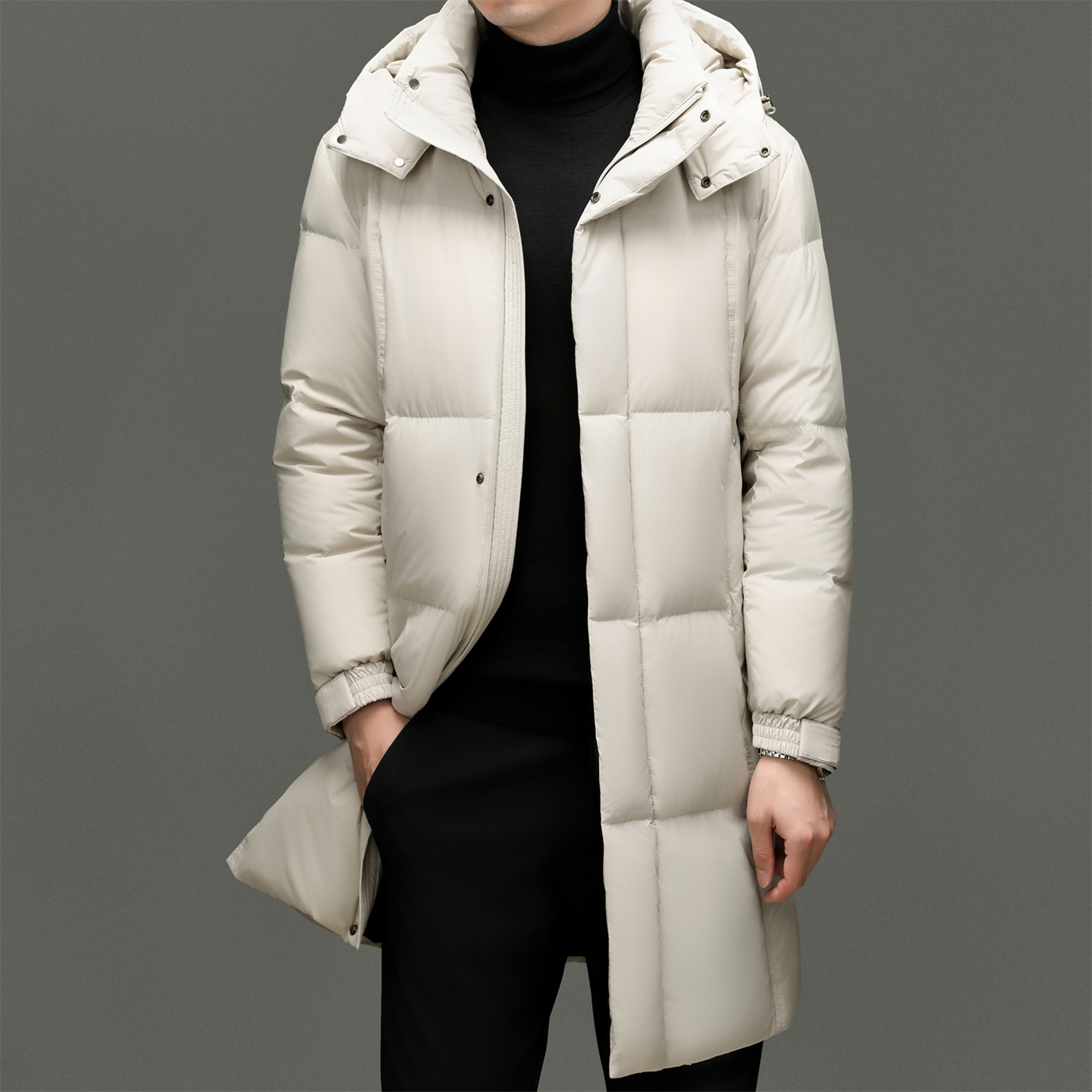 花花公子中长款羽绒服男冬季新款