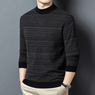 毛衣中年半高领加厚保暖爸爸针织羊毛衫 男士 羊绒衫 花花公子秋冬季