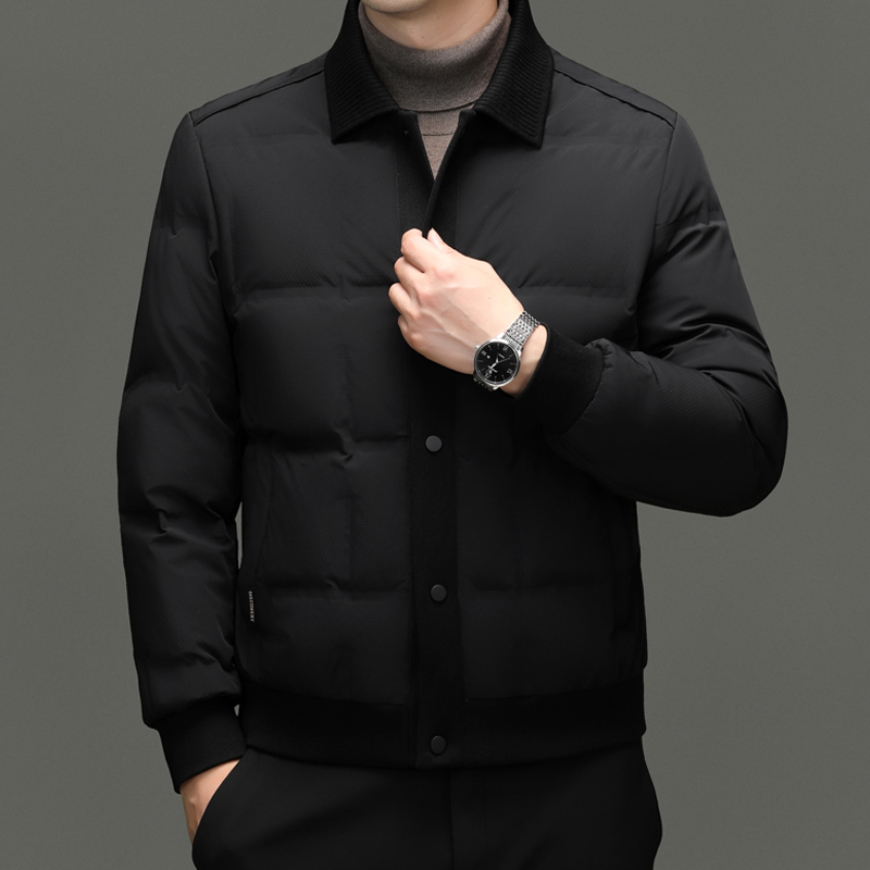 花花公子商务短款羽绒服男装翻领