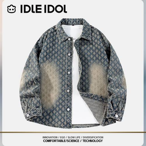 IdleIdol翻领春秋提花牛仔外套