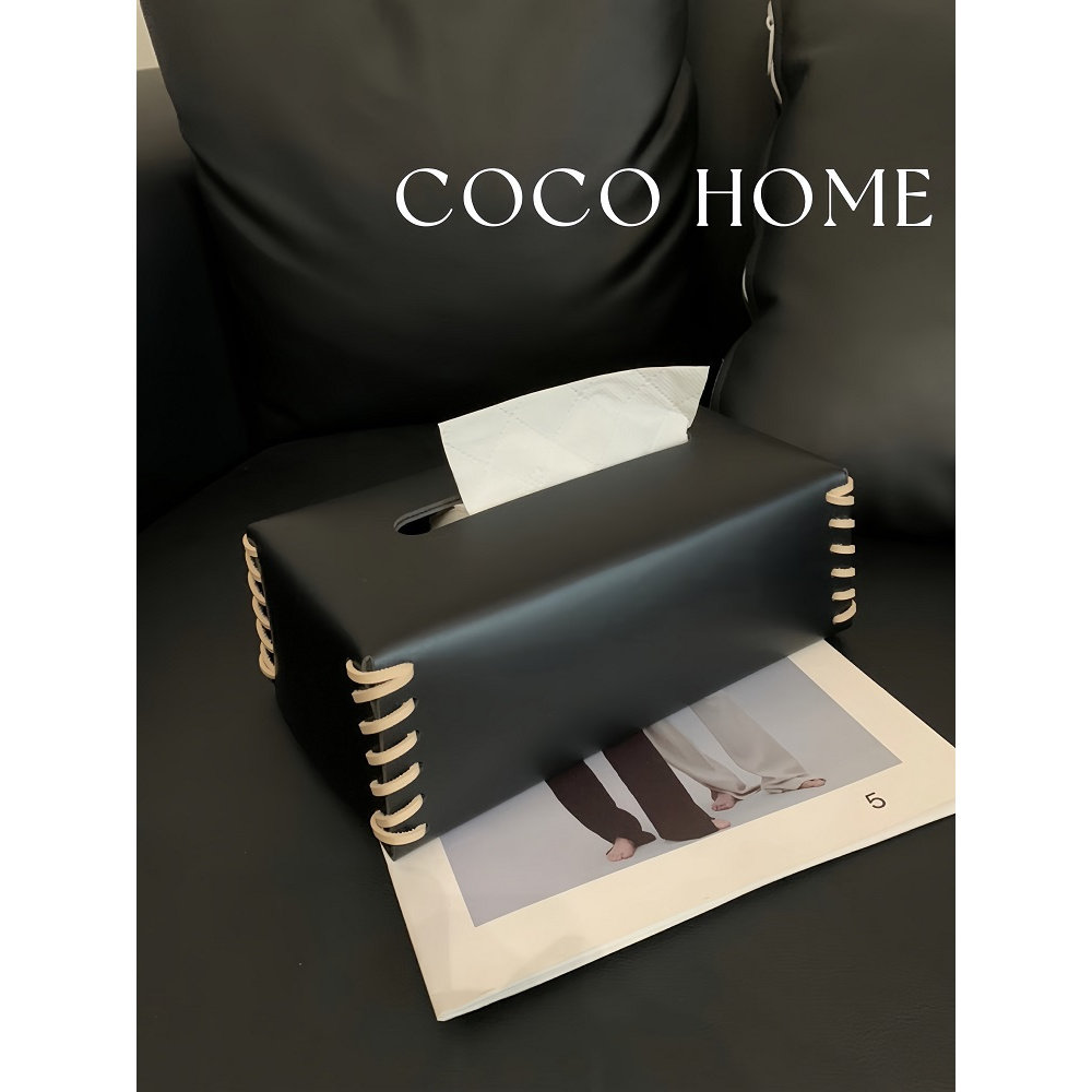 COCO 轻奢纸巾盒高级感客厅茶几皮革编织高档抽纸盒桌面装饰摆件,收纳整理,纸巾盒,淘宝优惠券,粉丝福利购,淘宝优惠卷