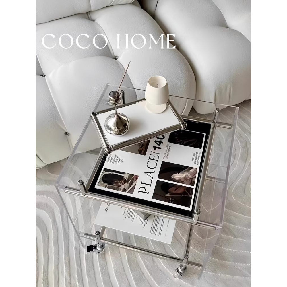 COCO 亚克力边几小推车收纳柜客厅移动茶几家用床头柜网红ins透明,住宅家具,茶几,淘宝优惠券,粉丝福利购,淘宝优惠卷