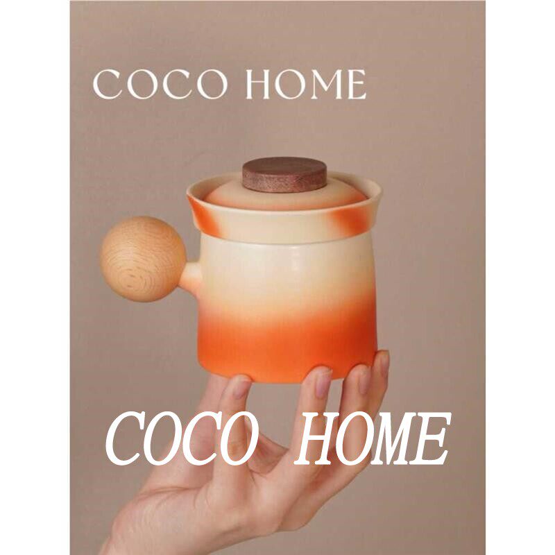 COCO 新中式茶水分离杯陶瓷马克杯带盖办公室个人专用咖啡杯茶杯