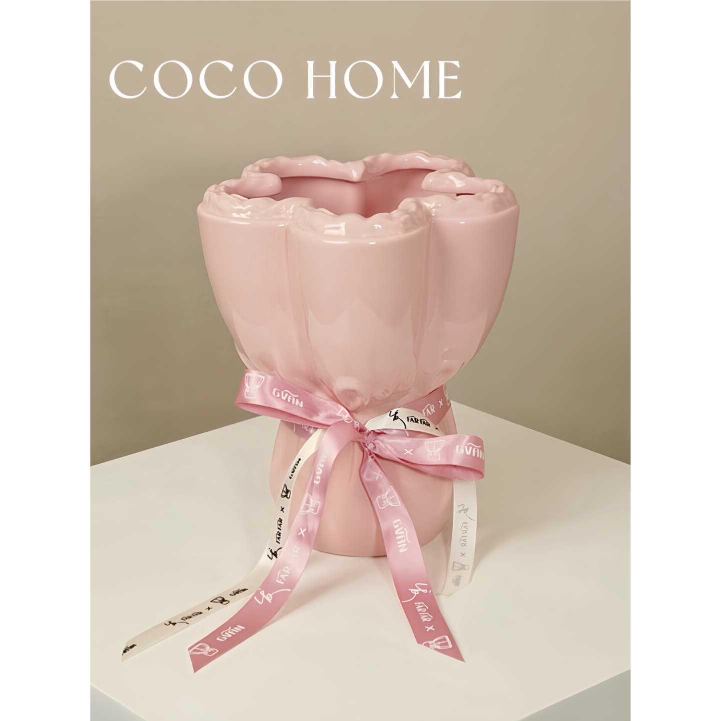 COCO 创意陶瓷花瓶摆件客厅插花瓶新婚生日乔迁毕业礼物手捧花束