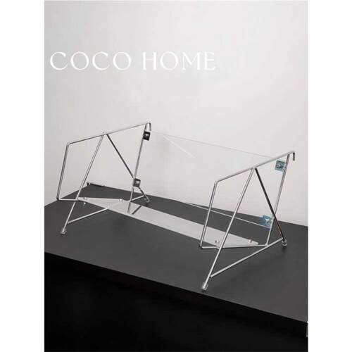 COCO 包豪斯中古杂志架书架铁艺银色透明玻璃置物架桌面摆拍架子