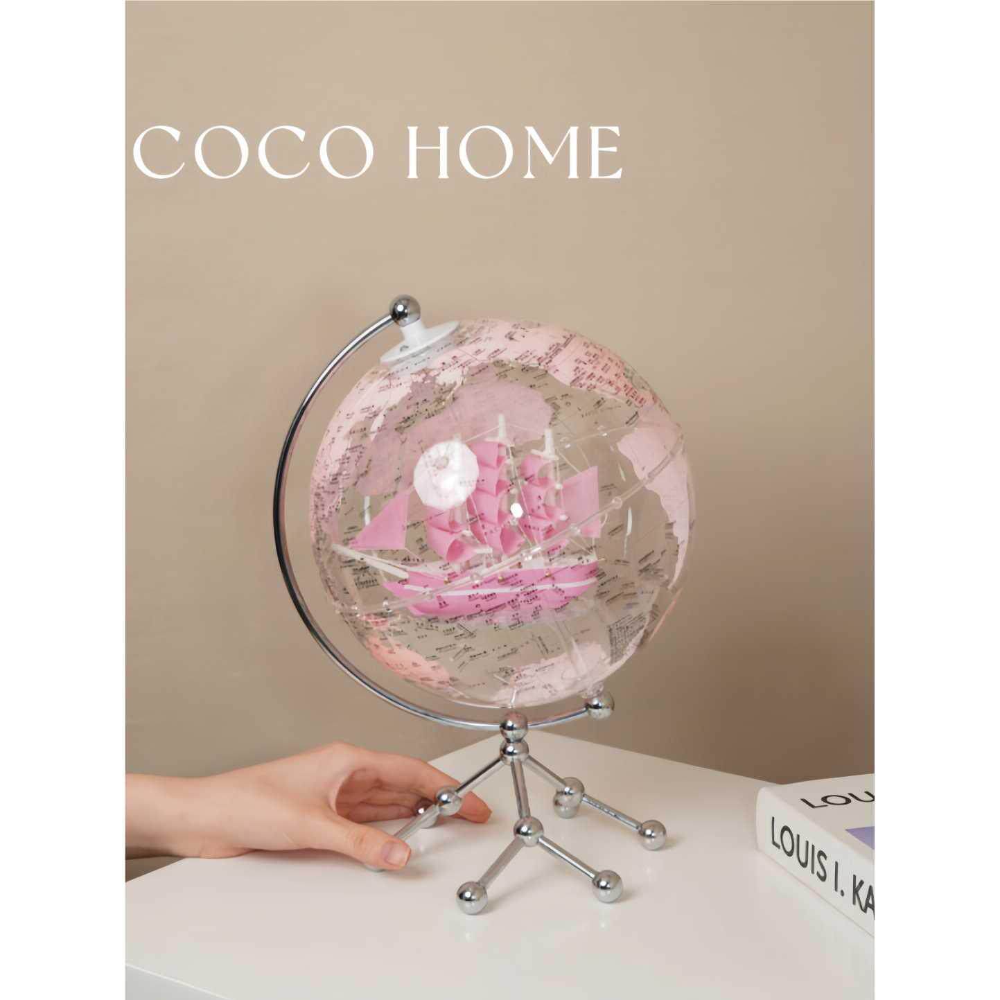 COCO 送朋友乔迁闺蜜生日礼物透明粉色地球仪轻奢玄关摆件地球仪