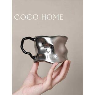 COCO 轻奢高级感陶瓷女高颜值马克杯创意家用优雅好看的咖啡杯子