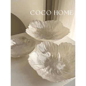 COCO 法式花朵盘设计师餐具轻奢水晶玻璃零食盘客厅珠光水果盘 ·