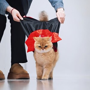 咪和张凌赫谁帅！猫咪斗篷宠物走秀拍照道具万圣节吸血鬼披风服饰