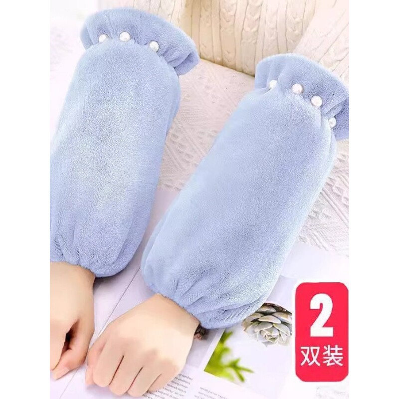 袖套秋冬季女长款工作上班护袖口白色短款加绒套袖防脏羽绒服袖筒