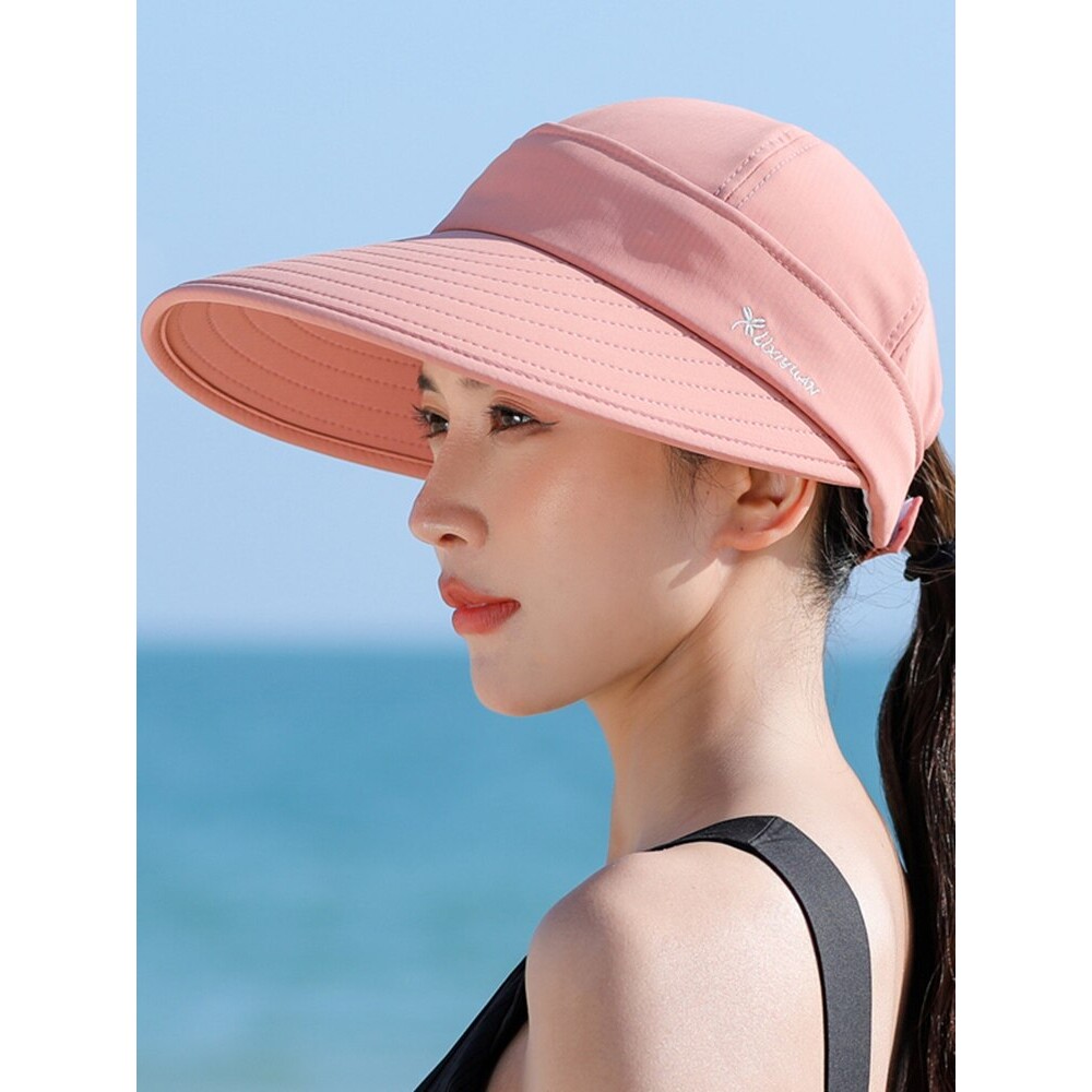 遮阳帽子女韩版夏天遮脸防紫外线运动大沿太阳帽空顶防晒鸭舌沙滩