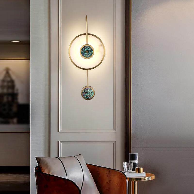 轻奢石灯酒店过SAT道卧室壁珐云琅彩床头简约艺术背景墙北壁欧走