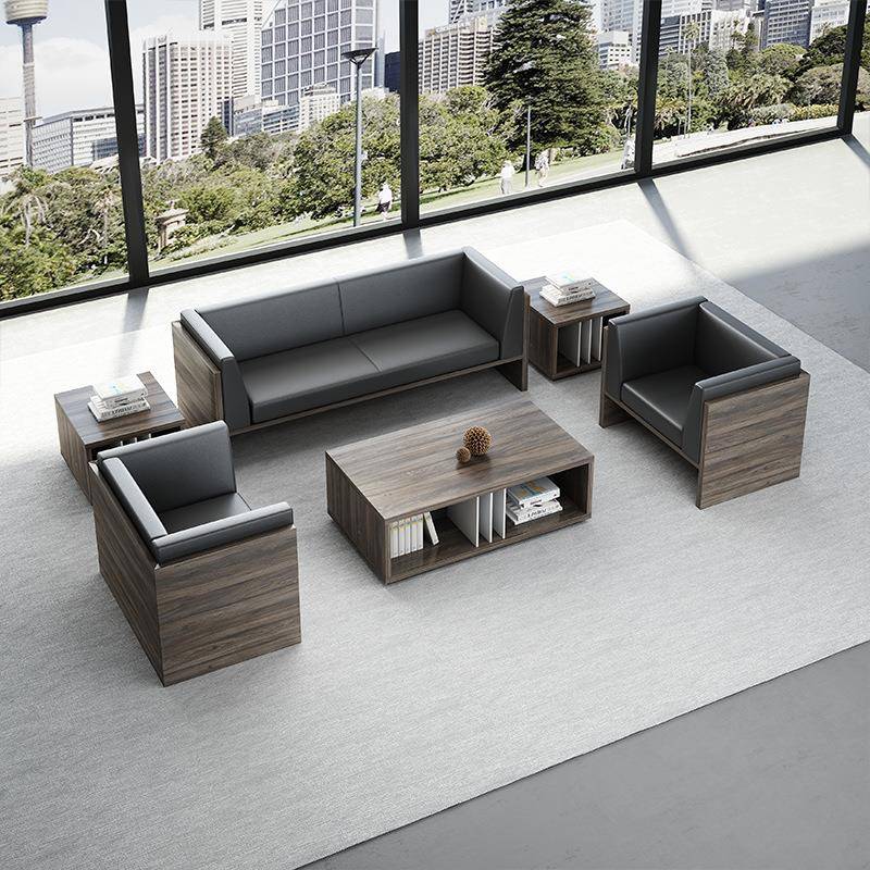 公办沙发简约会客接待商务沙三人位发公室家办具时824尚沙发茶几