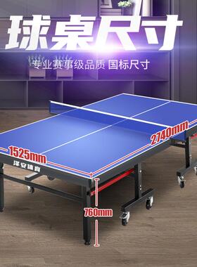 乒动乓球桌准 73578室内案家用乒乓球台可折标叠移兵乓子专业比赛