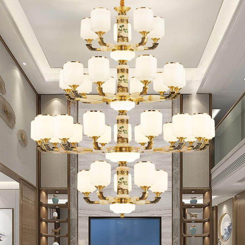 0新中客式全铜大吊灯24新款/益厅灯大气中国风餐厅2大厅酒店玉石,家装灯饰光源,置物功能落地灯,淘宝优惠券,粉丝福利购,淘宝优惠卷