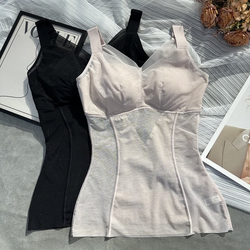 美体塑身衣超薄网纱收腹束腰文胸背心一体内衣女束身上衣显瘦夏季