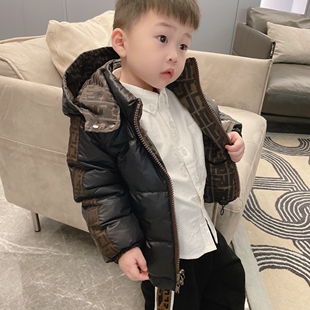 儿童羽绒服两面穿耐脏轻薄男女童短款小中大童秋冬装宝宝连帽外套