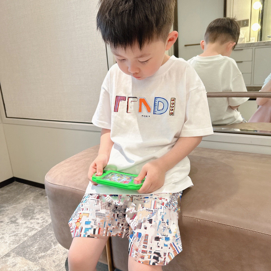 夏装定制儿童彩虹糖果色字母印花T恤漫画童趣半袖上衣纯棉男女童