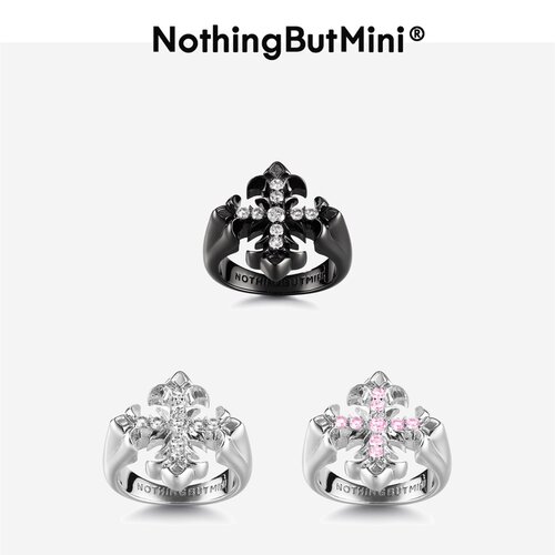 NothingButMini黑白十字星戒指小众设计新款男女同款十字花