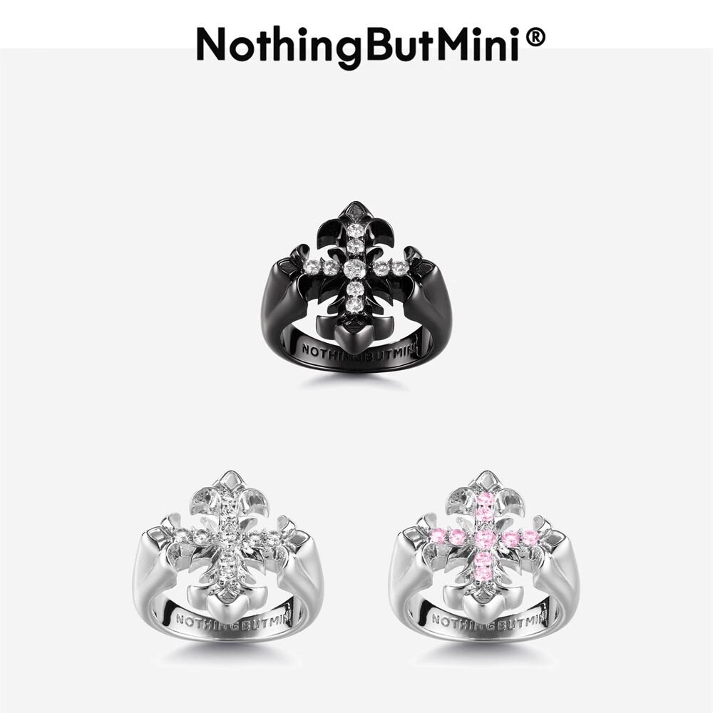 NothingButMini黑白十字星情侣戒指520专属小众设计新款男女同款