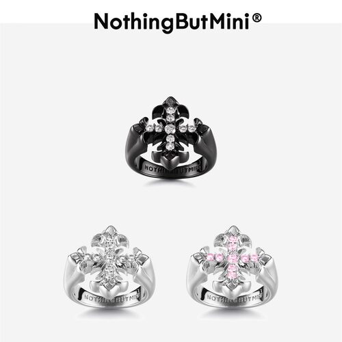 NothingButMini黑白十字星情侣戒指520专属小众设计新款男女同款