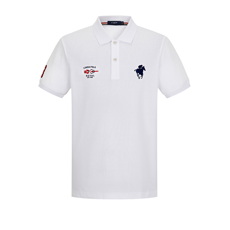 LONDA伦德马2025年春夏新款男士短袖T恤翻领刺绣高端POLO衫男薄