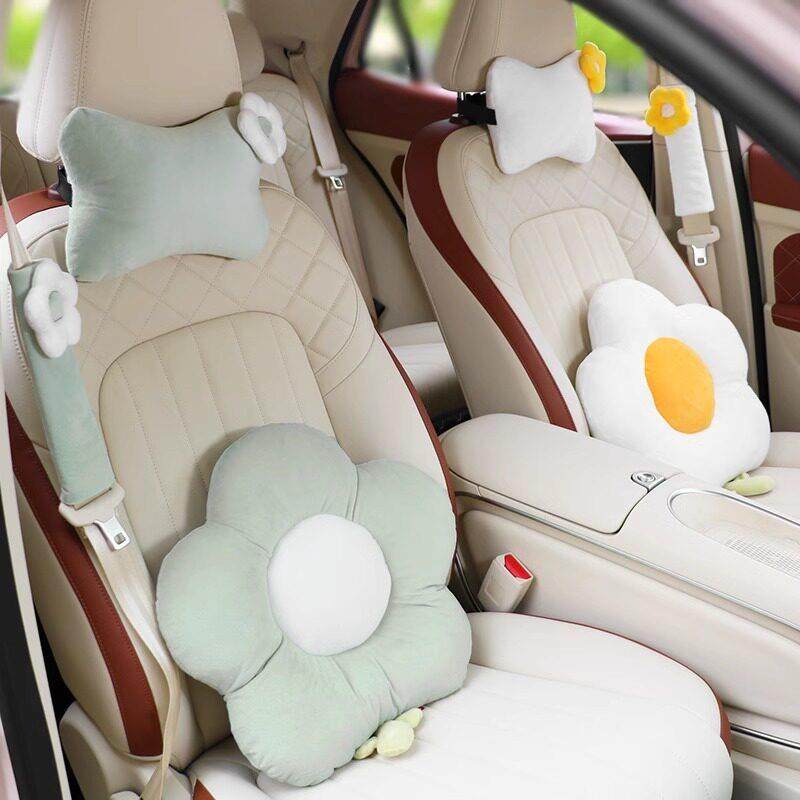 汽车头枕护腰靠枕车用护颈枕可爱网红花朵车枕座椅腰靠背垫女通用