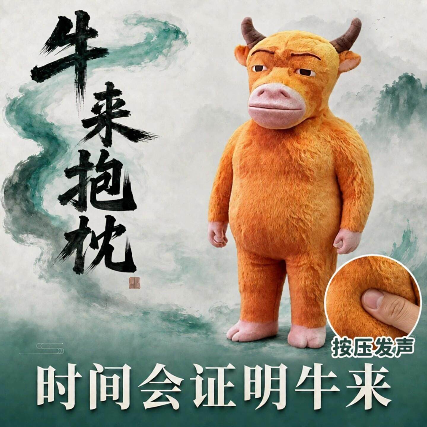 牛来手办周边抽象毛绒玩偶搞笑牛妈妈书包挂件创意钥匙扣七夕礼物