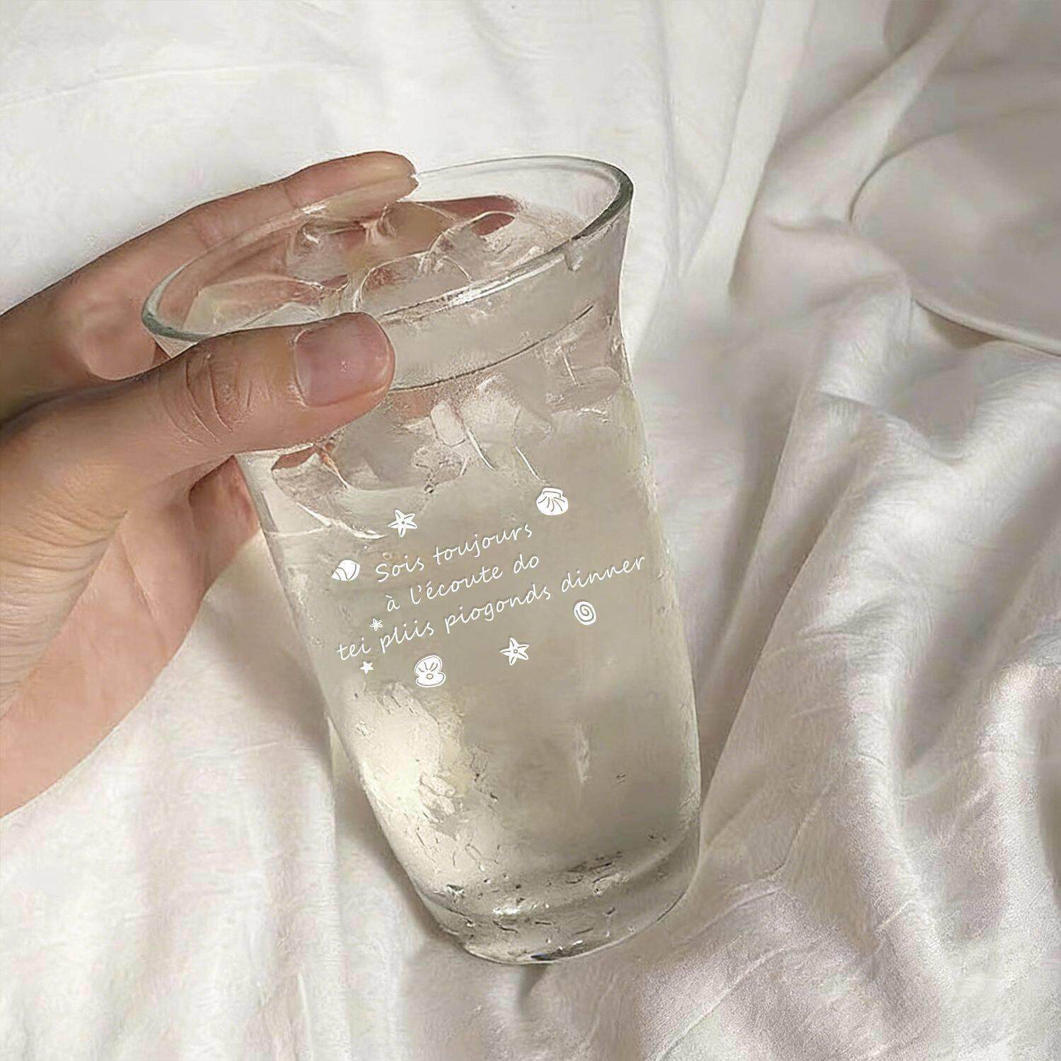 i贝ns157100风壳字母喝水奶玻璃杯家用果汁杯水子高颜值女杯牛杯