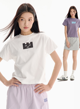 TGWALL「简单小方块」短款T恤简约百搭宽松显瘦纯棉上衣短袖女