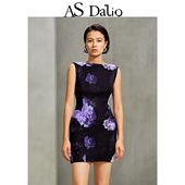 修身 DALIO精纺羊毛原创印花立体裁剪无袖 性感连衣裙收腰背心裙