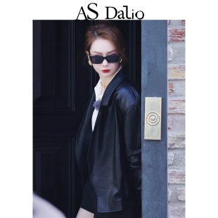 新款 DALIO黑色皮衣高端女休闲外套流行爆款 夹克男女 ｜AS 戚薇同款
