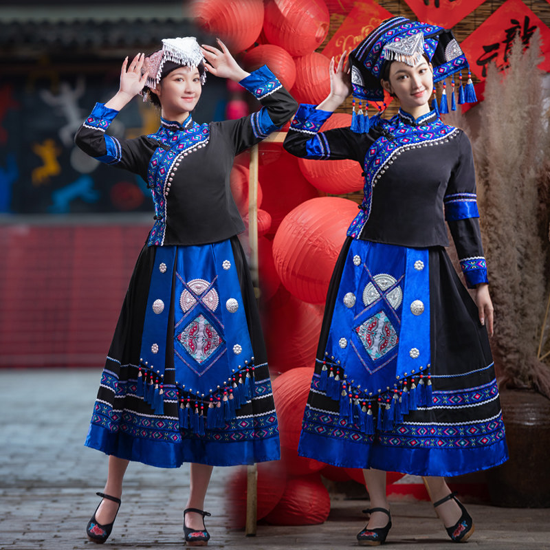 三月三少数民族服装女成人广西壮族侗族苗族土家族服饰舞蹈表演服