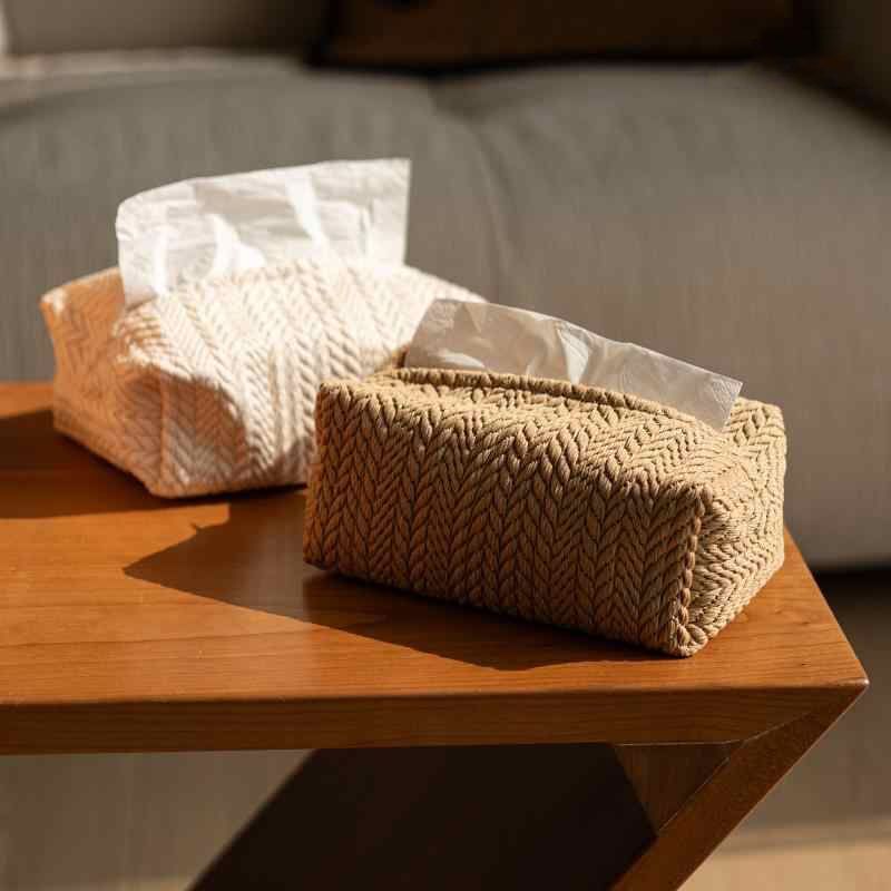 北欧ins奶油风麦穗纹理纸巾盒