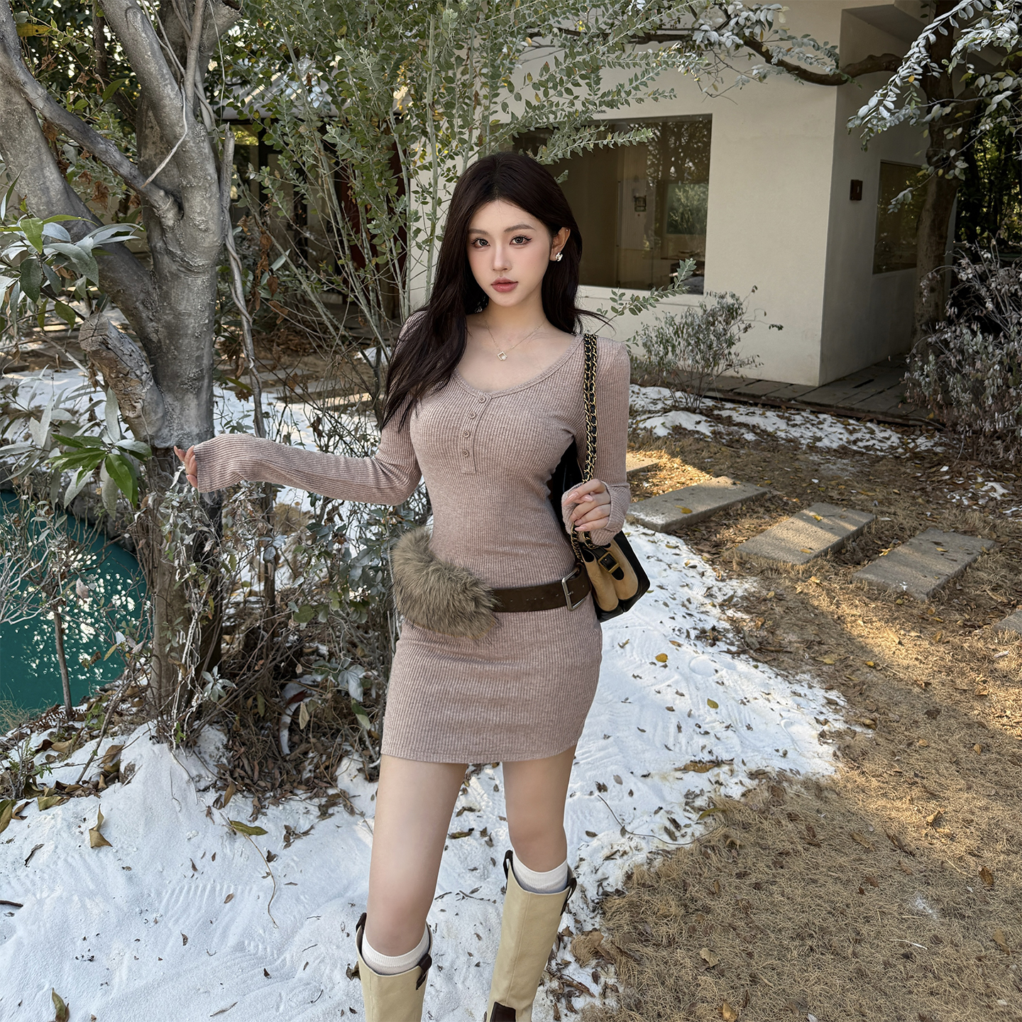 御姐高级感针织连衣裙女