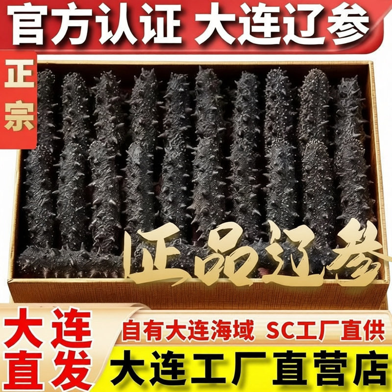 大连淡干海参纯野生海参干货辽参刺参深海辽刺参长岛海参礼盒顺丰