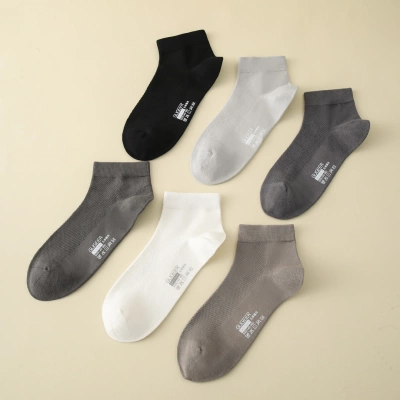 GUGEER零触感无骨男士短袜运动网眼透气薄袜防臭船袜春夏季棉袜