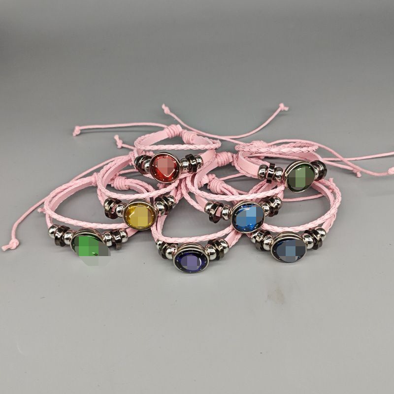 水风火雷岩草冰动漫七元素动漫手链男女编织学生可调皮革手环二次