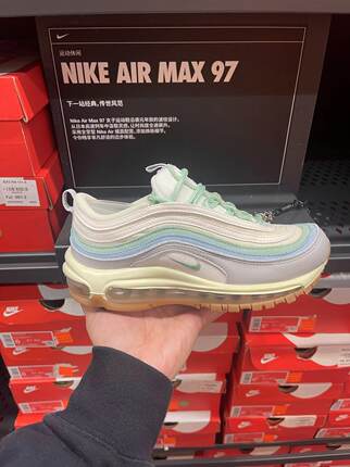 Nike Air Max 97灰绿子弹头女款增高气垫跑鞋 DX5766-131