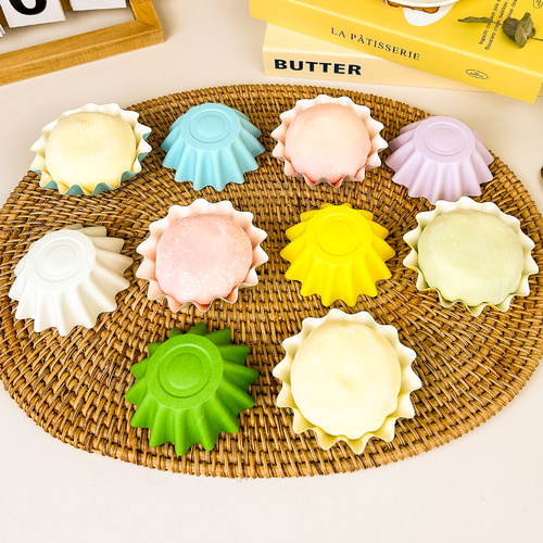 瑞文烘焙网红硬质星纹杯托雪媚娘打包硬托蛋挞硬托盘纸托模具包装