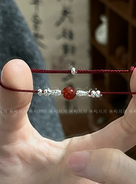 林屿「所求皆成」S925纯银小鱼锦鲤极细手绳红绳 中式礼物上岸