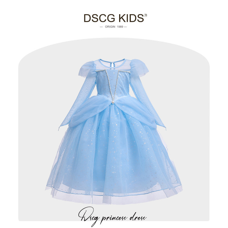 爱莎公主裙女童春秋迪士尼艾莎正版万圣节儿童生日礼服蓬蓬纱裙子
