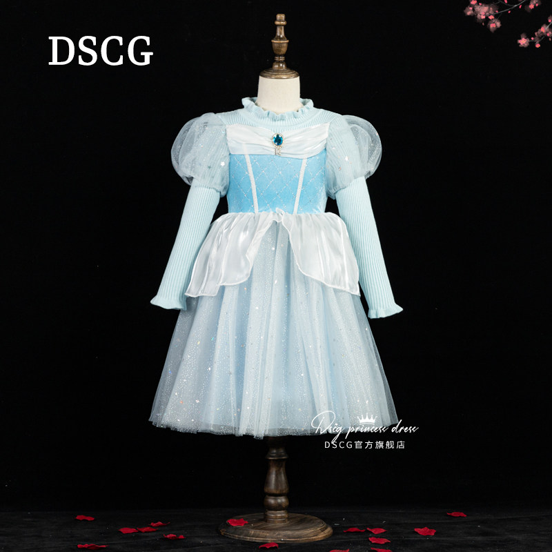 爱莎公主裙女童冰雪奇缘艾莎秋冬正版迪士尼万圣节儿童服装连衣裙