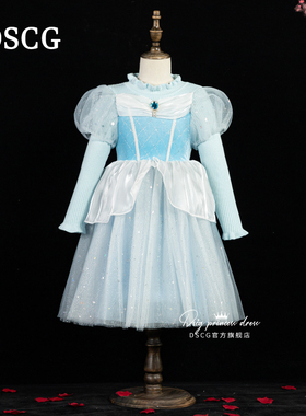 爱莎公主裙女童冰雪奇缘艾莎秋冬正版迪士尼万圣节儿童服装连衣裙