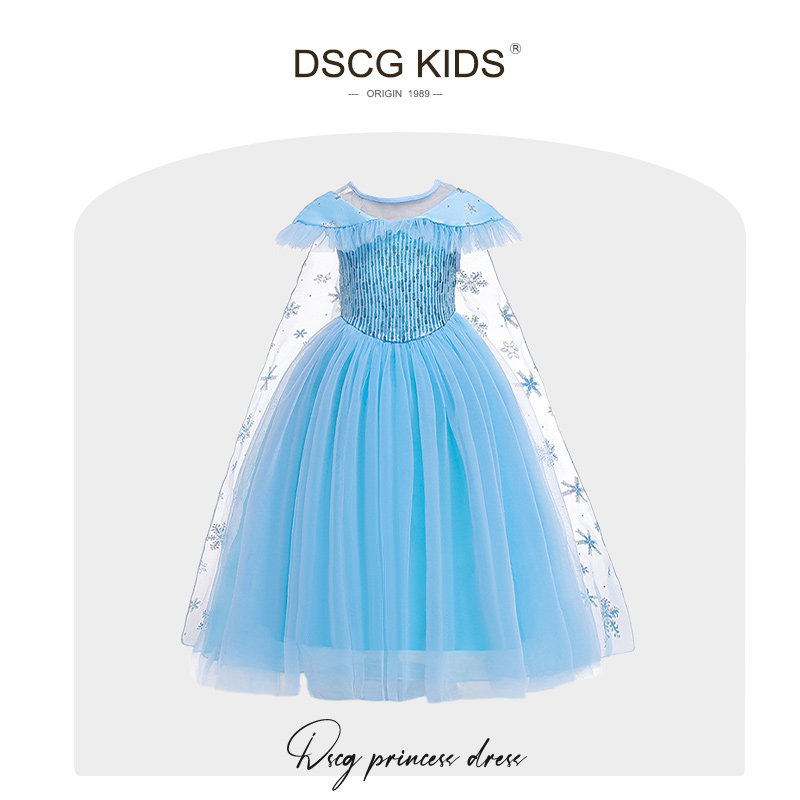 艾莎公主裙夏季爱莎正版冰雪奇缘elsa迪斯尼儿童生日网纱连衣裙子
