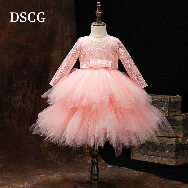 公主裙女童高端礼服儿童蓬蓬纱花童婚礼中袖小女孩钢琴演奏演出服