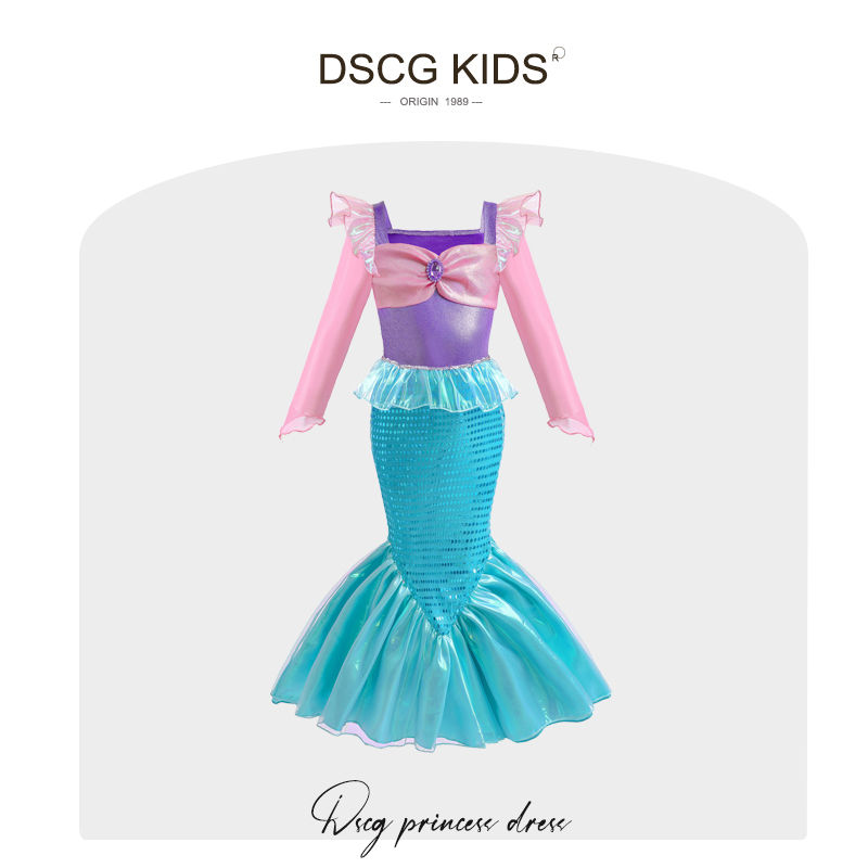 【品牌】女童长袖美人鱼公主裙